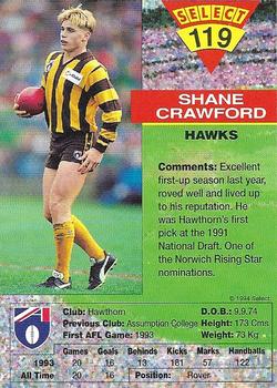 1994 Select AFL #119 Shane Crawford Back